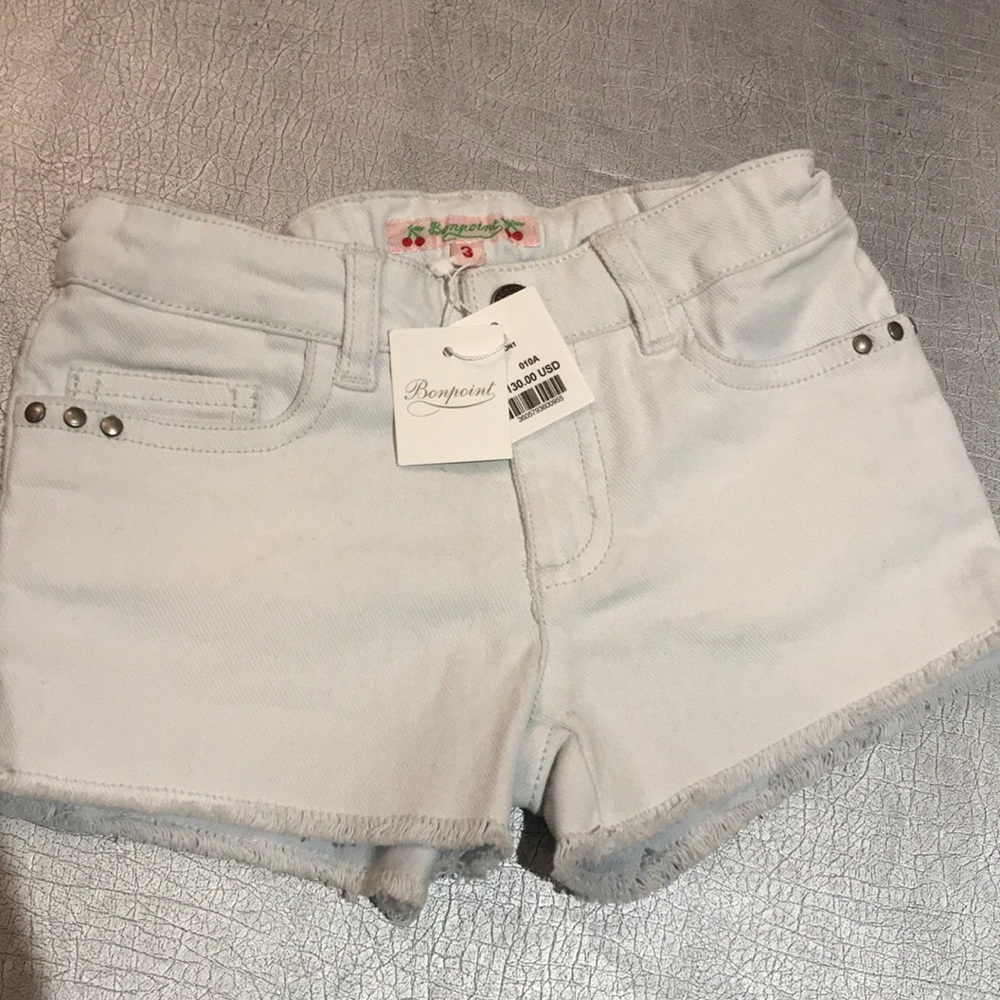 Little girls white denim shorts